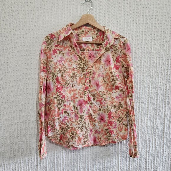Ann Taylor LOFT Y2K Floral Lightweight Button-Up Blouse Size Medium - Picture 6 of 15